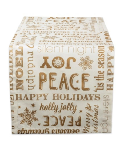 Design Imports Christmas Collage Table Runner In White