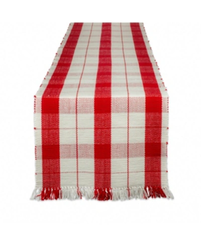 Shop Design Imports Red Tinsel Plaid Fringed Table Runner