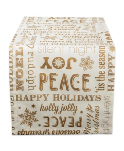 Design Imports Christmas Collage Table Runner In White