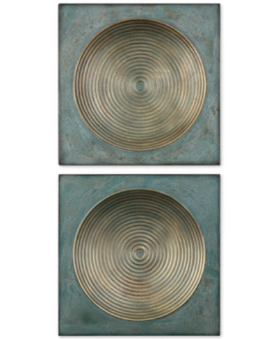 UTTERMOST SYBIL 2-PC. ANTIQUED GOLD-TONE SQUARES WALL ART SET 