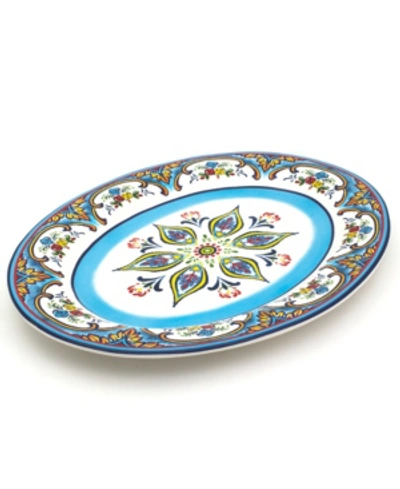 Shop Euro Ceramica Zanzibar Oval Platter In Multicolor