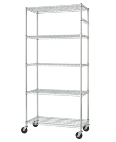 Shop Trinity 5-tier Wire Shelving Rack Includes Wheels In Chrome