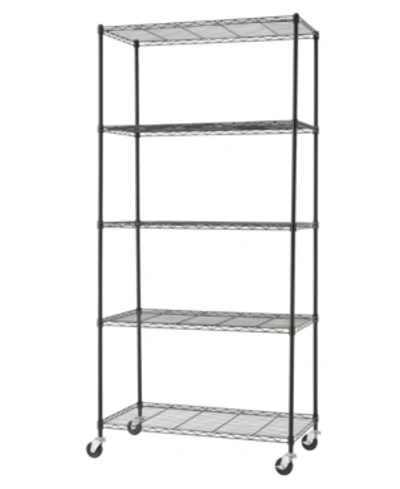 Trinity Basics 5-tier Wire Shelving Rack With Nsf Includes Wheels In Black