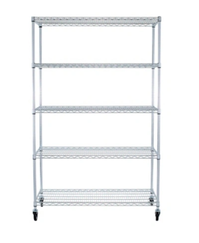 Shop Trinity 5-tier Wire Shelving Rack Includes Wheels In Chrome