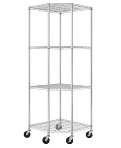 Shop Trinity 4-tier Corner Wire Shelving Rack Includes Wheels In Chrome