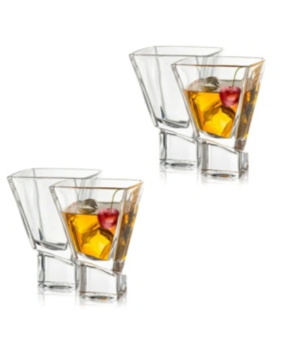 Shop Joyjolt Carre Square Martini Glasses, Set Of 4 In Clear