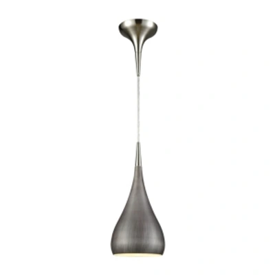 Elk Lighting Lindsey 1 Light Pendant In Satin Nickel With Weathered Zinc Shade In Silver