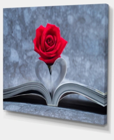 Shop Design Art Designart Red Rose Inside The Book Floral Art Canvas Print - 40" X 30"