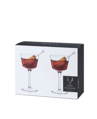 Shop Viski Raye Angled Crystal Nick & Nora Glasses Set Of 2, 6 oz In Clear