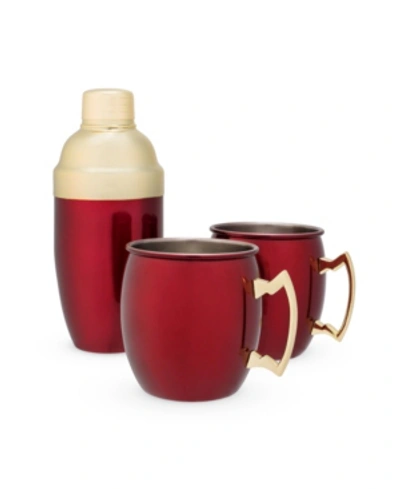Shop Twine Moscow Mule Mug And Cocktail Shaker, Set Of 3 In Red