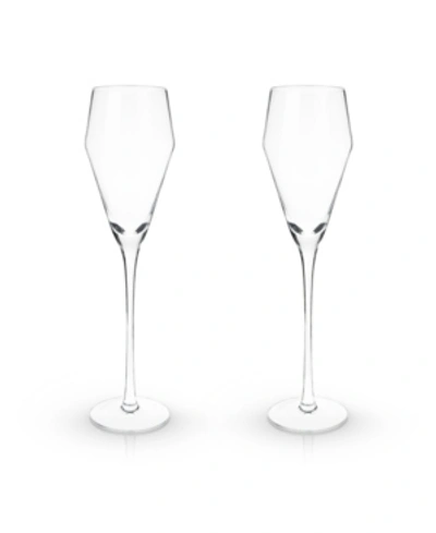 Shop Viski Raye Angled Crystal Prosecco Glasses Set Of 2, 8 oz In Clear