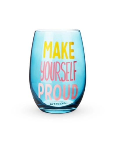 Shop Blush Make Yourself Proud Stemless Wine Glass In Blue