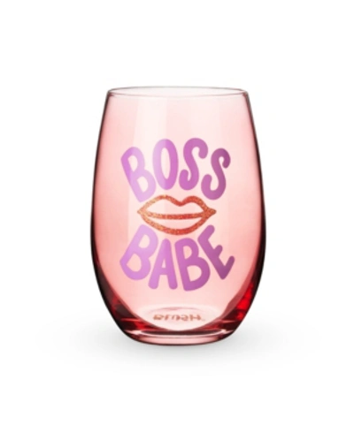 Shop Blush Boss Babe Stemless Wine Glass In Pink