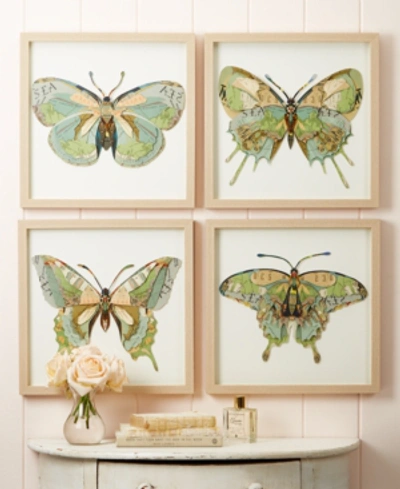 Shop Two's Company Butterfly Wall Art, Set Of 4 In Natural
