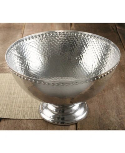 Shop St. Croix Kindwer 17" Hammered Pedestal Punch Bowl In Silver