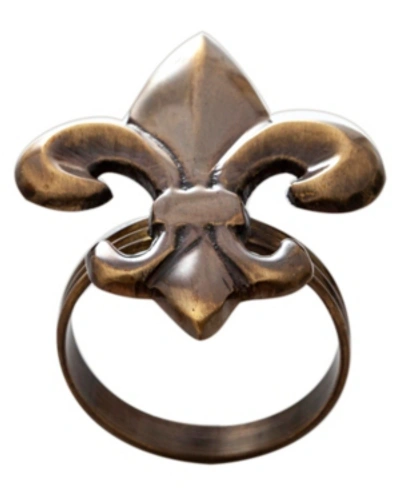 Shop St. Croix Kindwer Bronze Fleur De Lis Napkin Ring In Brass