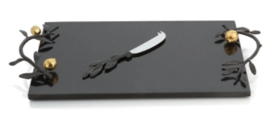 Michael Aram Anemone Small 2-piece Cheese Board & Spreader Set In Black
