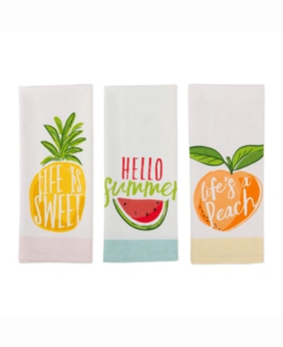 Design Imports Asset Hello Summer Print Dishtowel Set Of 3 In Blue