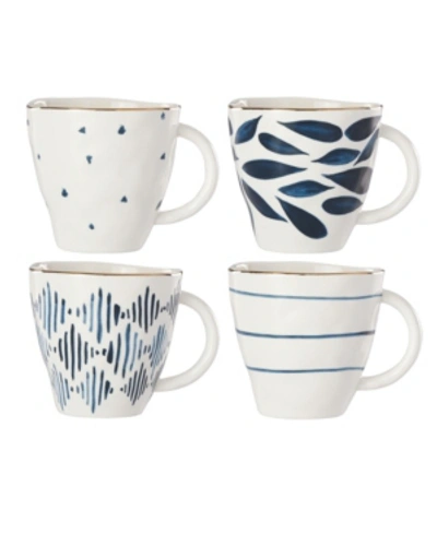 Lenox Blue Bay Assorted Dessert Mugs, Set Of 4 In White And Blue