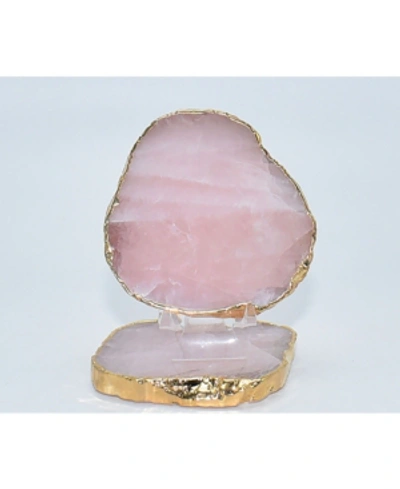 Shop Nature's Decorations - Luxury Rose Quartz Coasters, Set Of 2 In Pink