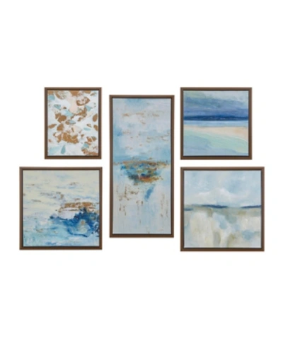 Shop Jla Home Blue Horizon Gallery Art With Bronze Frame Set Of 5 In Blue Multi