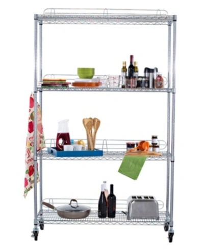 Shop Trinity 4-tier Wire Shelving Rack Include Wheels And Back Stands In Chrome