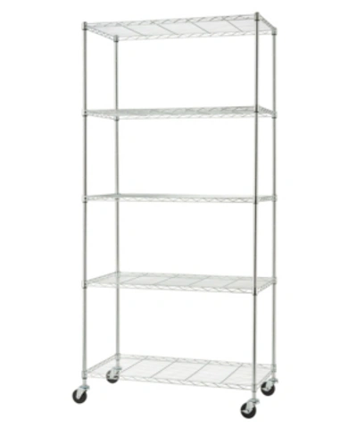 Shop Trinity Basics 5-tier Wire Shelving Rack Includes Wheels In Chrome