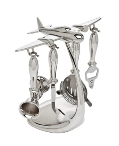 Shop Godinger Airplane 5 Pc Bartools In Silver