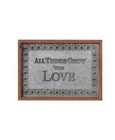 Shop Danya B . "all Things Grow With Love" Framed Metal Art In Gray