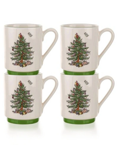 Shop Spode Christmas Tree Stacking Mugs, Set Of 4 In Green