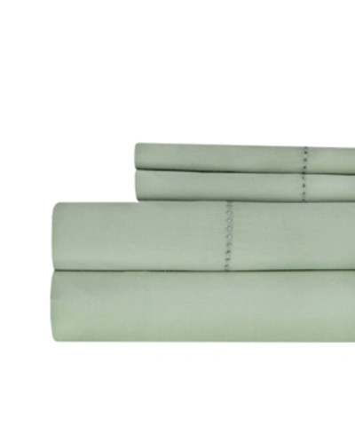 Shop Aspire Linens Hemstitch 100% Cotton 400 Thread Count 4 Pc. Sheet Set, Queen Bedding In Sage