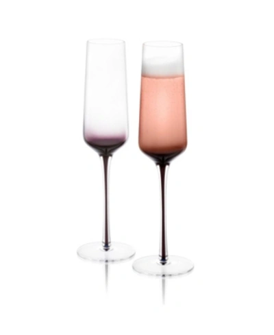 Shop Joyjolt Black Swan Champagne Glasses Set Of 2 In Clear