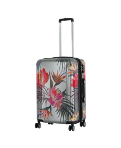 Shop Triforce Luggage Triforce Havana 26" Spinner Tropical Floral Luggage In Gray