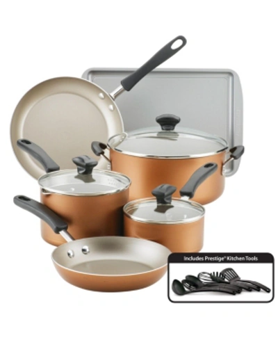 Shop Farberware Cookstart Aluminum Diamondmax Nonstick 15-pc. Cookware Set In Copper