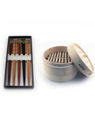Shop Berghoff Bamboo 11-pc Steamer & Chopstick Set In Natural