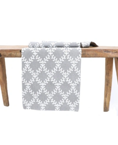 Shop Manor Luxe Piluki Leaf Crewel Embroidered Table Runner In Gray