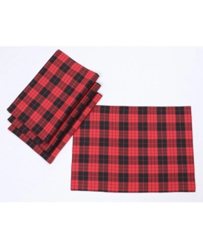Shop Manor Luxe Holiday Plaid Placemats 14" X 20", Set Of 4 In Red