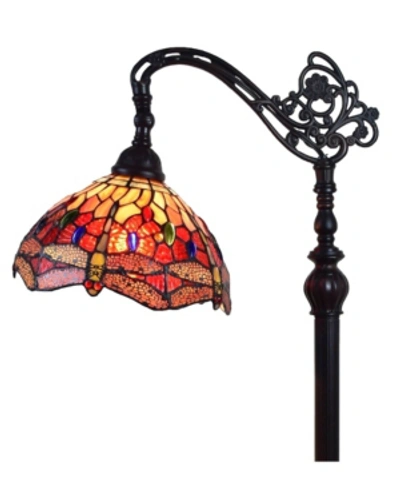 Shop Amora Lighting Tiffany Style Dragonfly Reading Floor Lamp In Multi