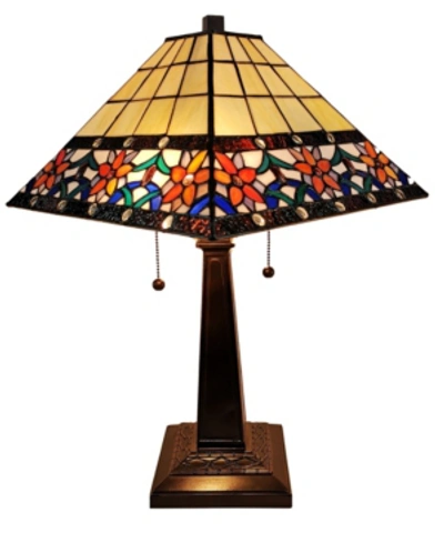 Shop Amora Lighting Tiffany Style Floral Mission Table Lamp In Multi