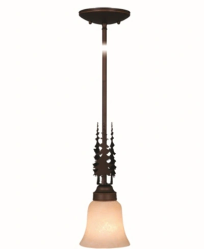 Shop Vaxcel Yosemite Mini Rustic Tree Amber Glass Bell Pendant Light In Brown