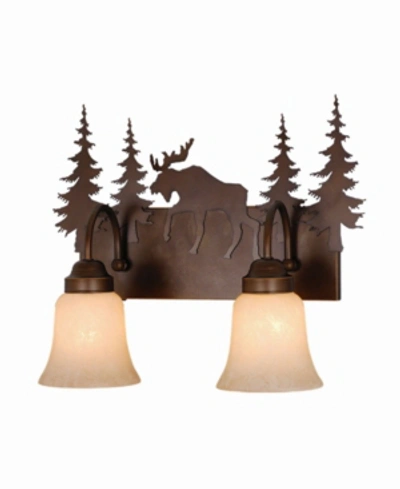 Shop Vaxcel Yellowstone 2 Light Rustic Moose Vanity Light In Brown