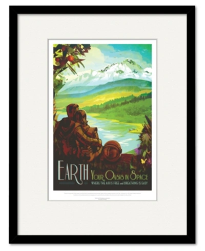 Courtside Market Earth-your Oasis In Space 16" X 20" Framed And Matted Art In Multi