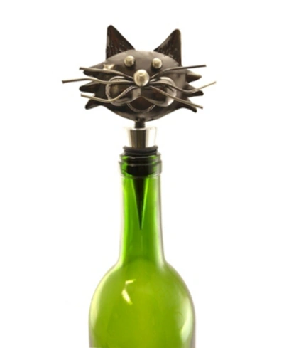Shop Wine Bodies Cat Wine Stopper In Silver