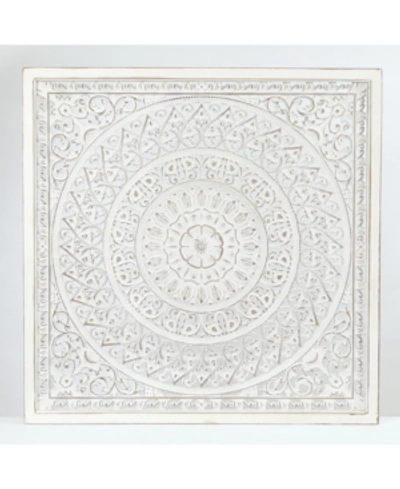 Shop Luxen Home Square Decorative Carved Floral-patterned Mdf Wall Panel In Off-white