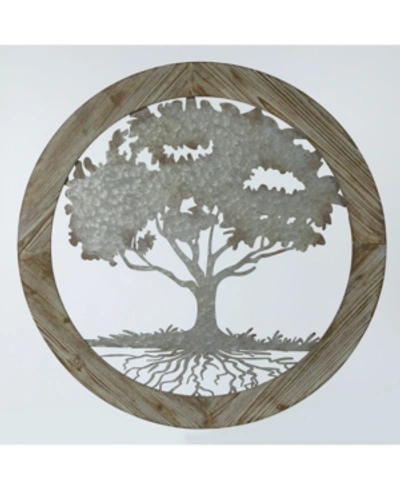 Shop Luxen Home Metal Tree And Wood Frame Wall Decor In Silver