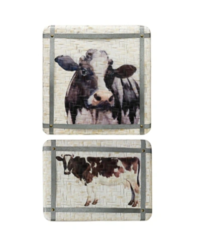 Shop Stylecraft Painted Cow Baskets With Galvanized Detail - Set Of 2 In White