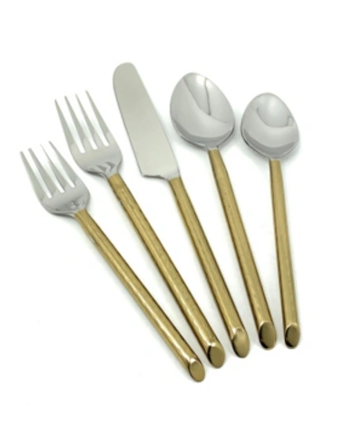 Shop Vibhsa Hammered Flatware Set Of 20 Pieces In Gold