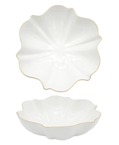 Twig New York Amelie Brushed Gold Rim Serving Bowl In White