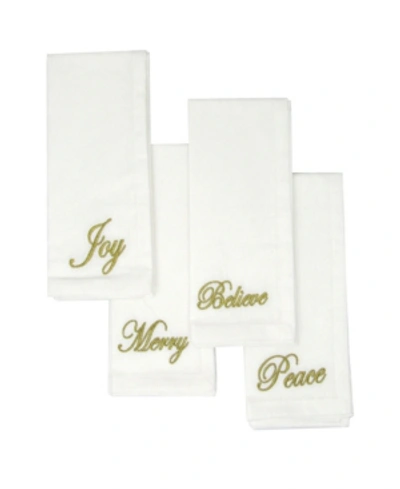 Shop Elrene Holiday Sentiments Napkins, Set Of 4 In Ivory