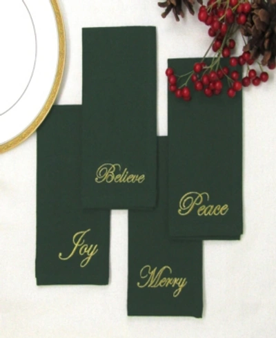 Elrene Holiday Sentiments Napkins, Set Of 4 In Green